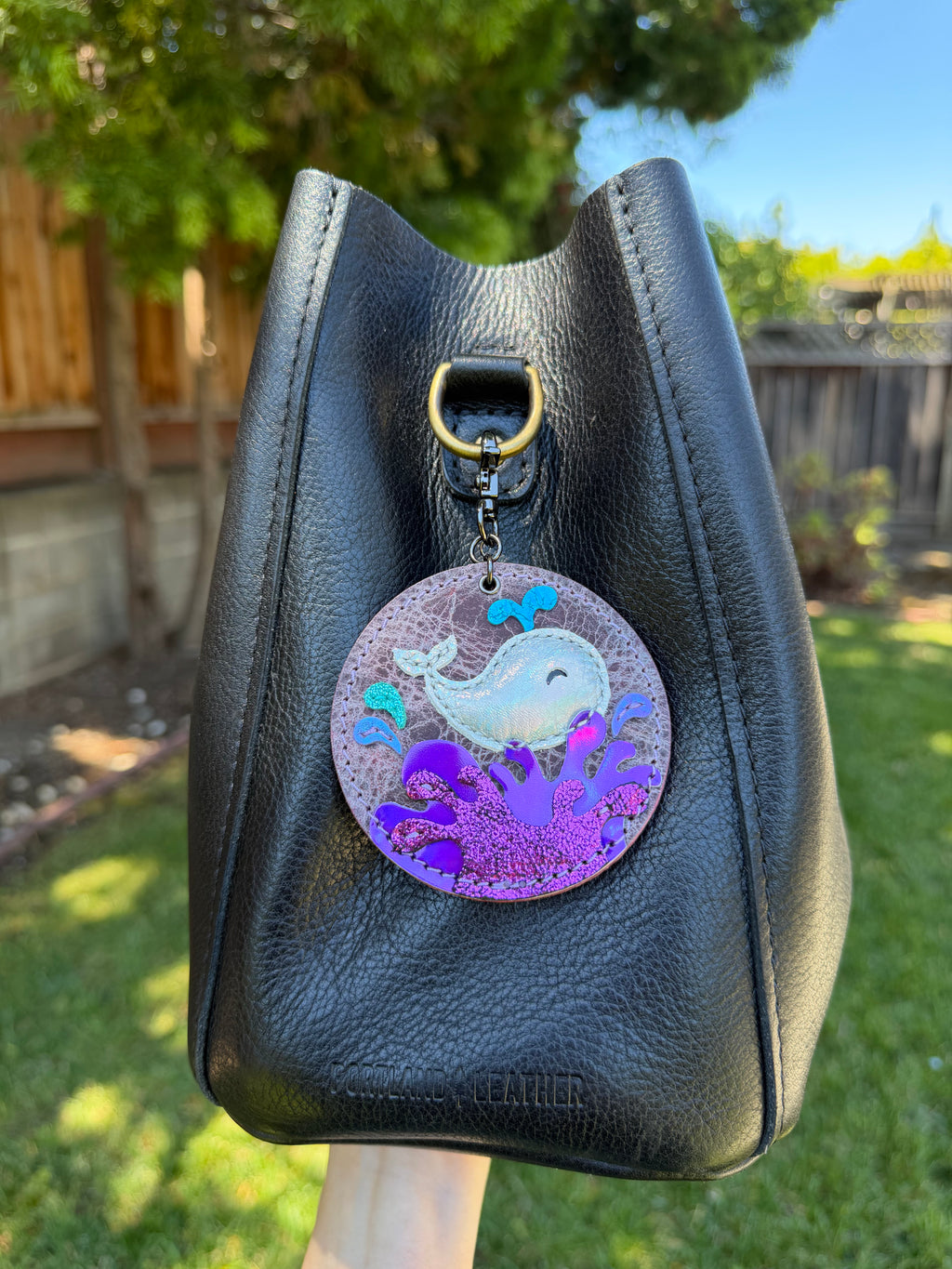 Whimsical ocean splash puffy whale
