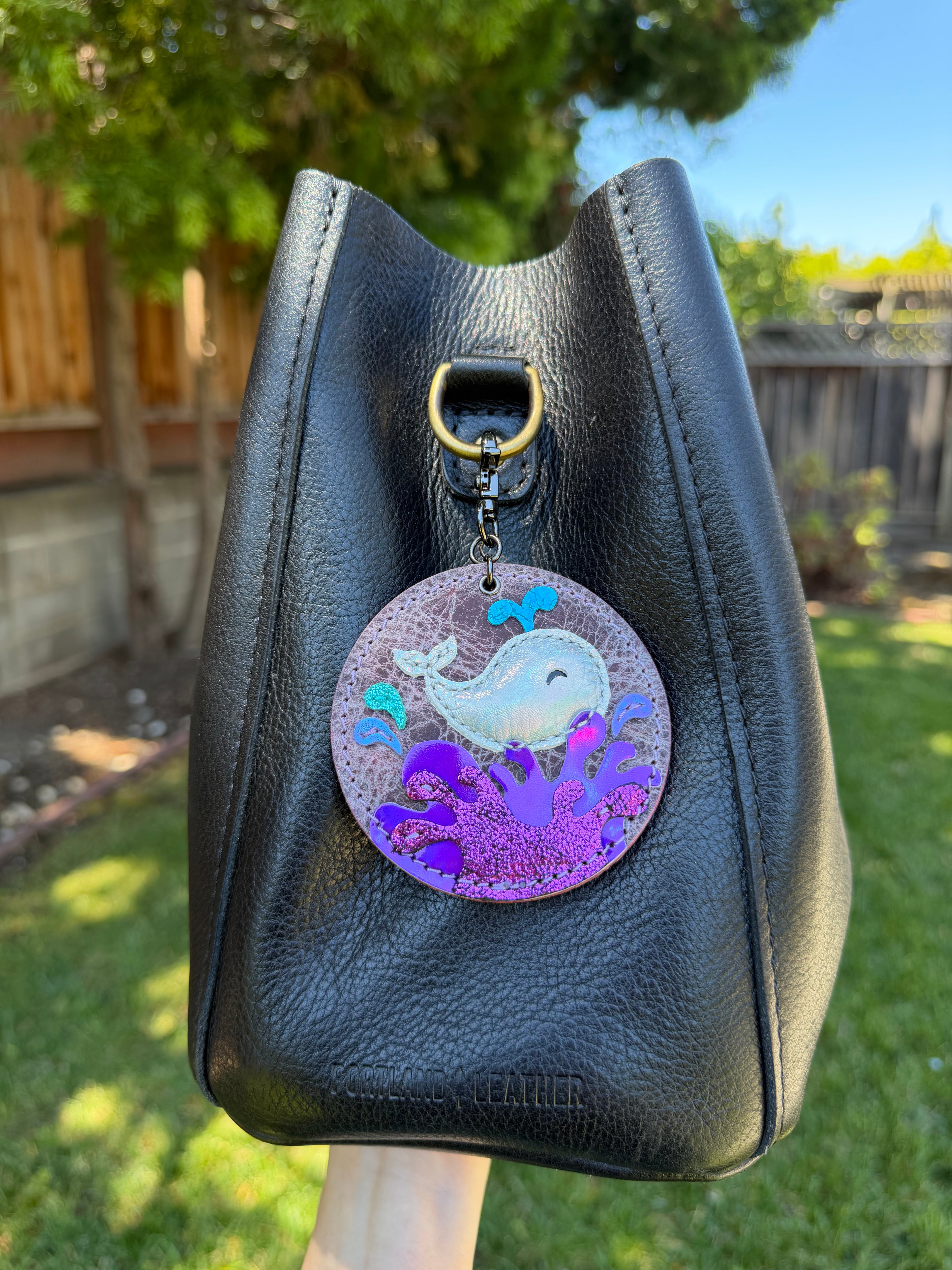 Whimsical ocean splash puffy whale