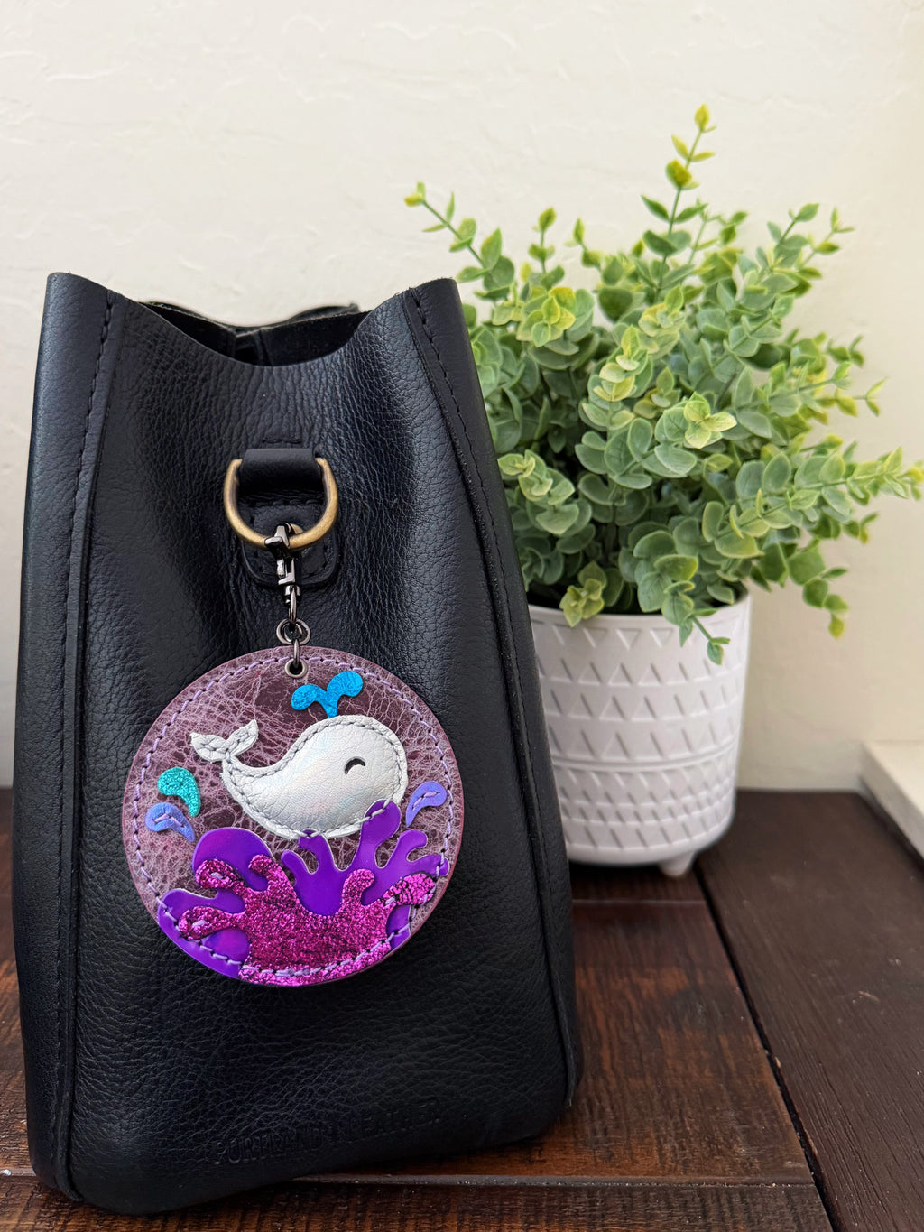 Whimsical ocean splash puffy whale