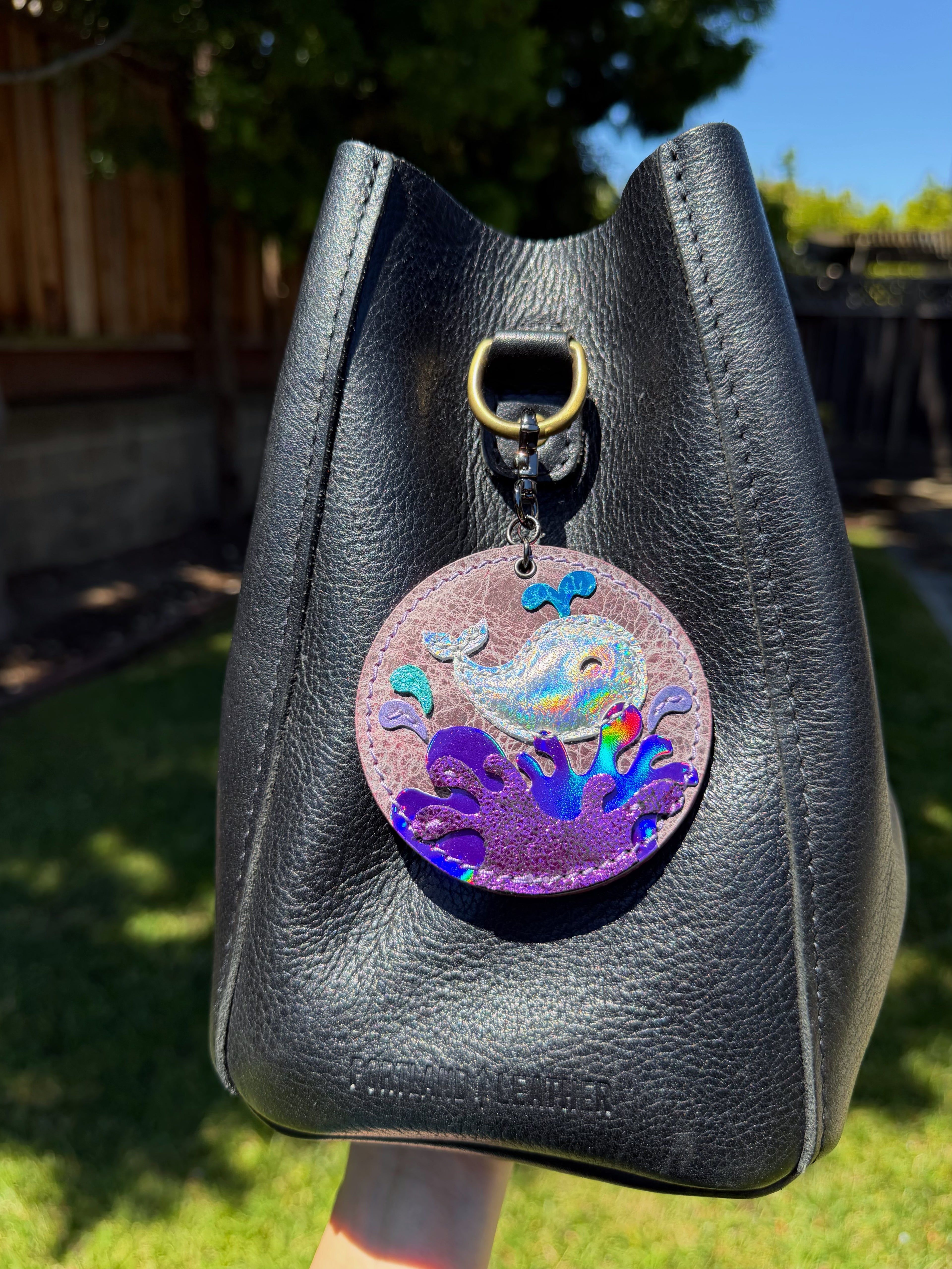 Whimsical ocean splash puffy whale